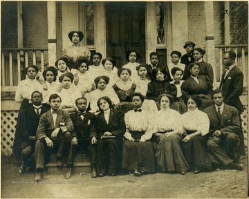 Group shot of students on front steps of building at Storer College.