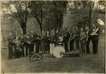 Group portrait of the African-American orchestra at Storer College.